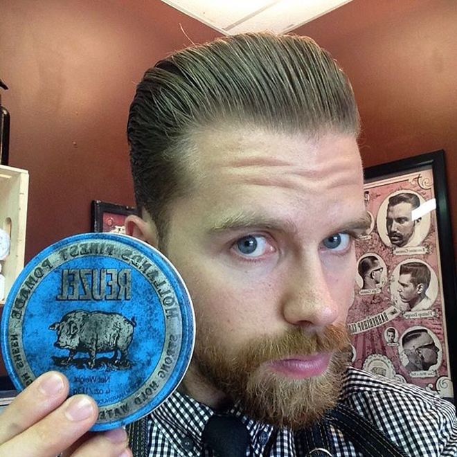 Sáp Reuzel Blue Pomade Giữ Nếp Vừa - Độ Bóng Cao - Tan Trong Nước